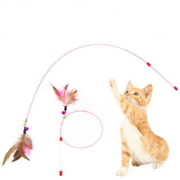 Bird Feather Plush Funny cat stick Plastic & Steel wire Stick Toy for cat Teaser Stick Toys With Feather Bells pet supplies